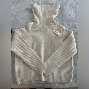 Garage Turtleneck Sweater- Grey + Soft Oatmeal